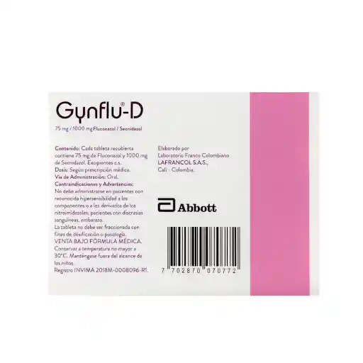 Gynflu-D Tabletas Recubiertas (75 mg / 1000 mg) 4 Tabletas