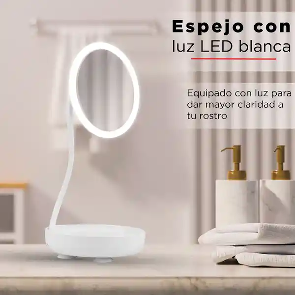 Miniso Espejo de Mesa Circular Giratorio con Luz Led Blanco