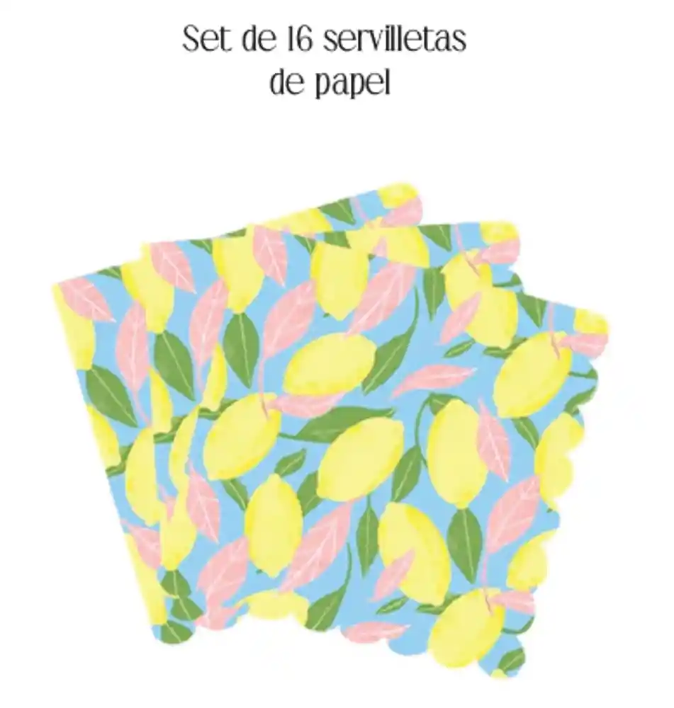 Playmart Lluvia Limones Servilleta 33 X 33 Cm - 18 G