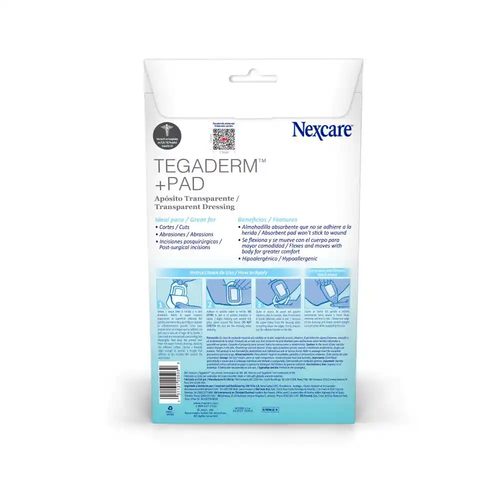 Aposito Nexcare Tegaderm + Pad Transparente 9 X 15 Cm X 1