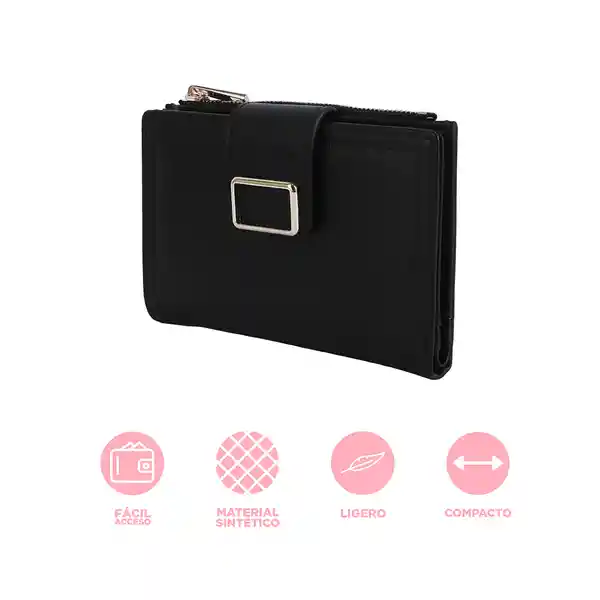 Cartera Para Mujer Hebilla Negro Miniso