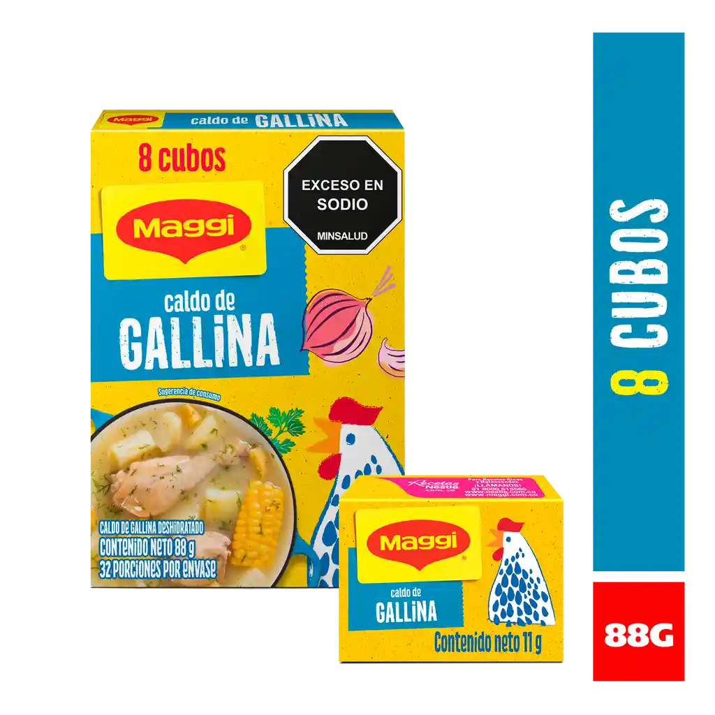 Caldo de Gallina MAGGI x 8 cubos x 88g