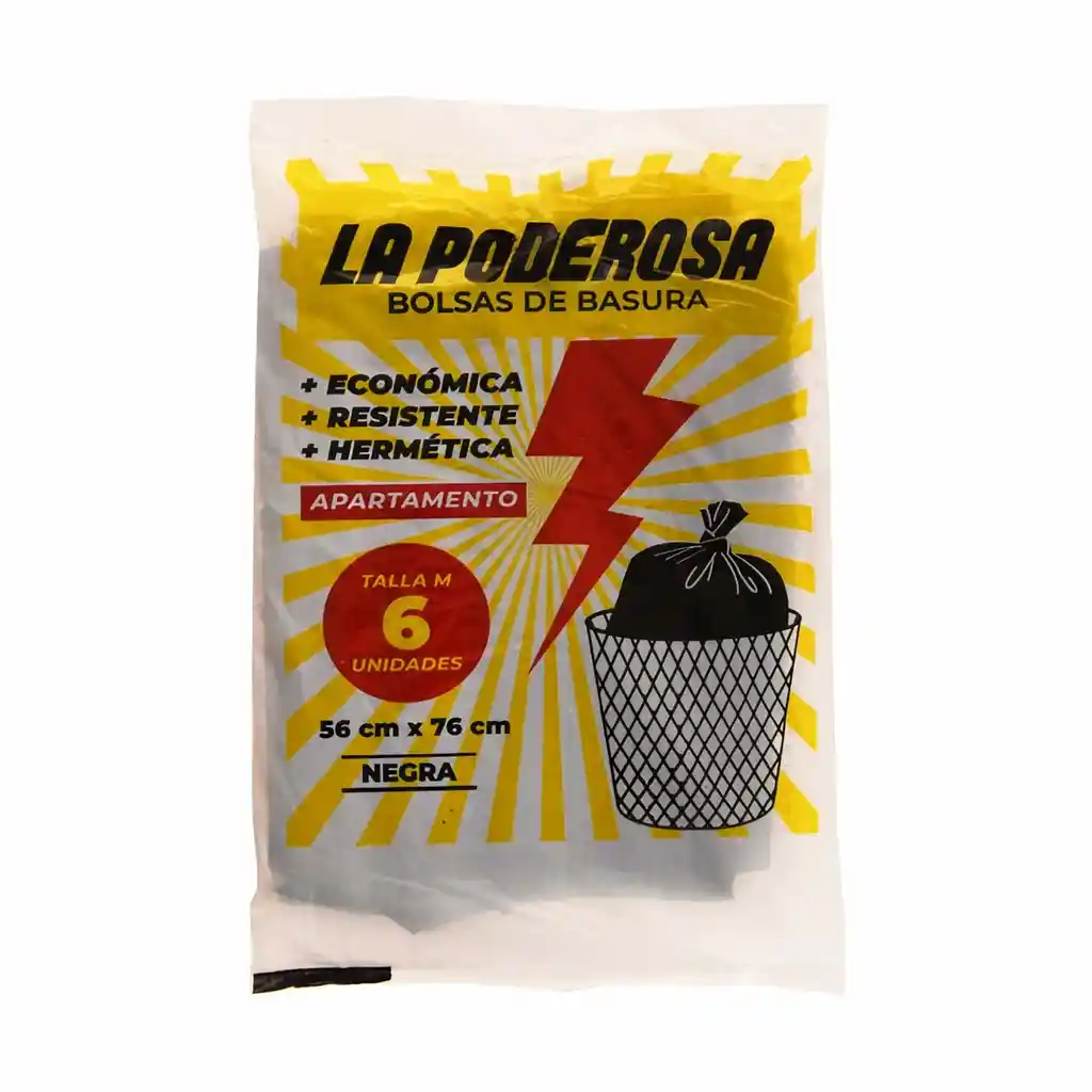 La Poderosa Bolsa de Basura Negra 56 cm x 76 cm Talla M