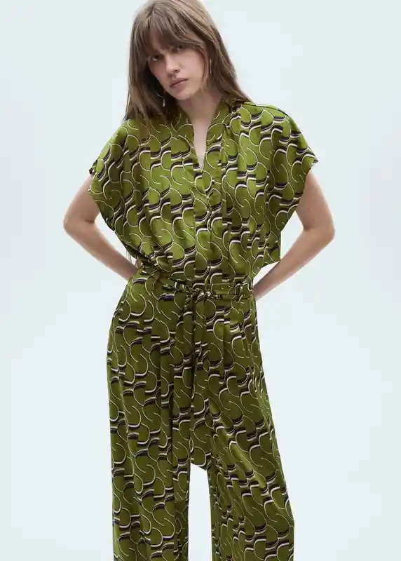 Mono Zigzag-a Verde Talla S Mujer Mango