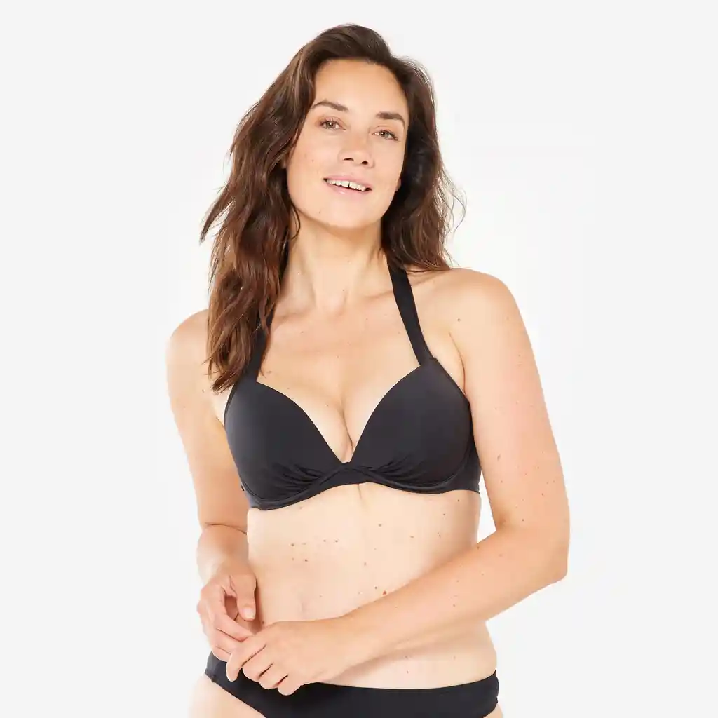 Top de Bikini de Surf Para Mujer Olaian Bra Push Up Negro