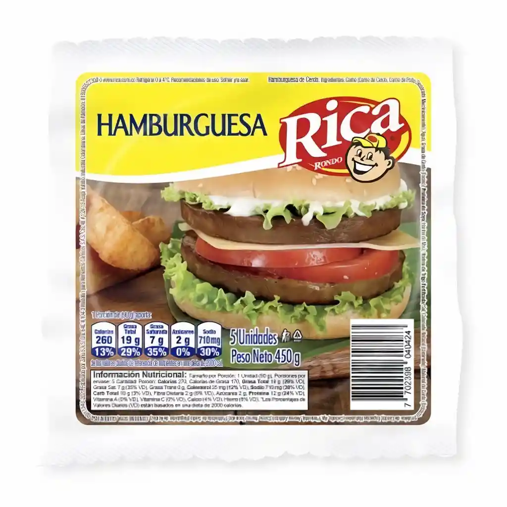 Rica Rondo Carne de Hamburguesa