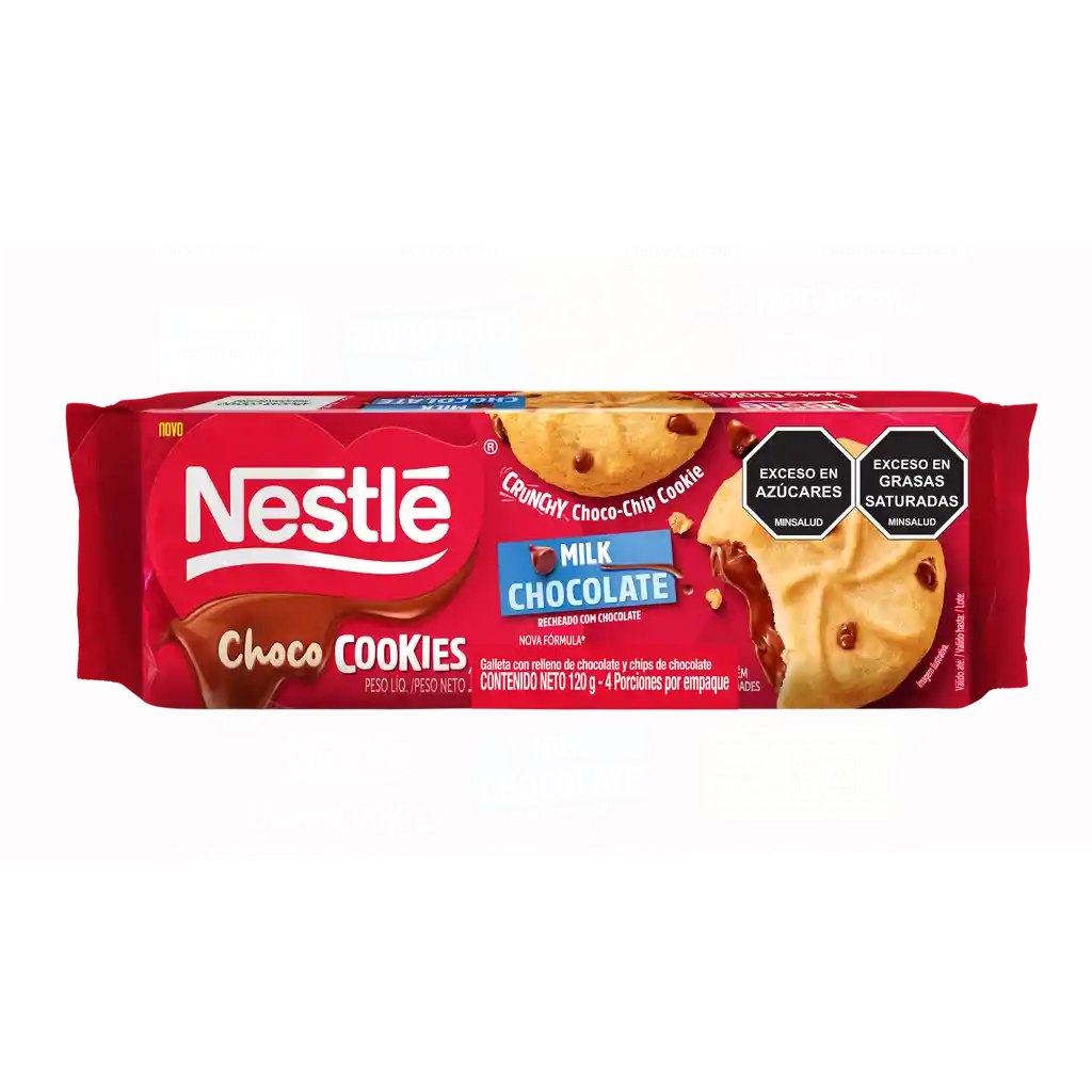 Galletas Choco Cookies NESTLÉ con relleno y chips de chocolate x 120g