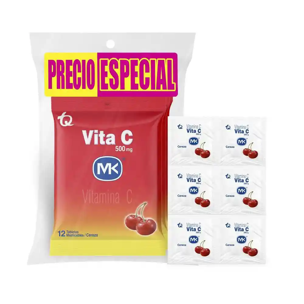Vita C MK Masticable Cereza Oferta Pague 2 lleve 3 sobre x 12