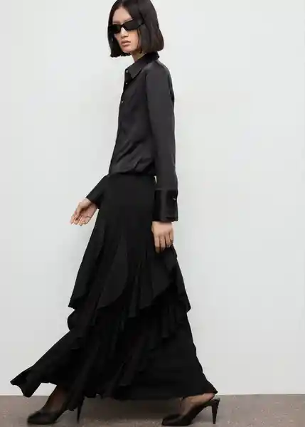 Camisa Ideale Negro Talla 18 Mujer Mango