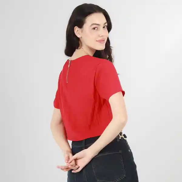 Blusa Cuello Redondo Manga Corta Rojo Talla S 690140