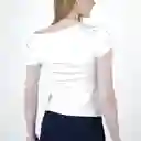 Camiseta Asimetría Lateral Blanco S Fuera de Serie