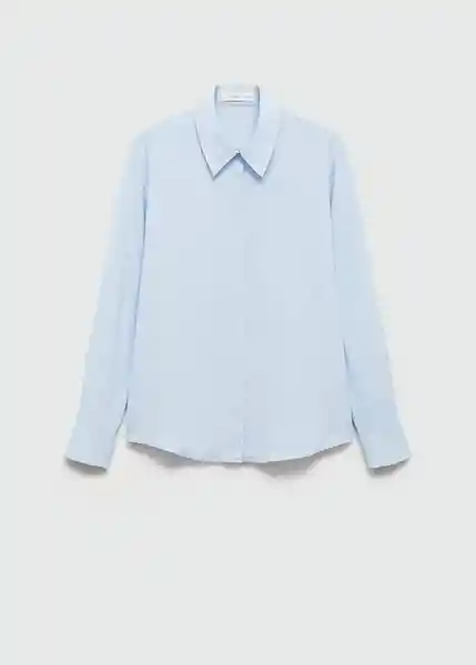 Camisa Basic Celeste Talla S Mujer Mango