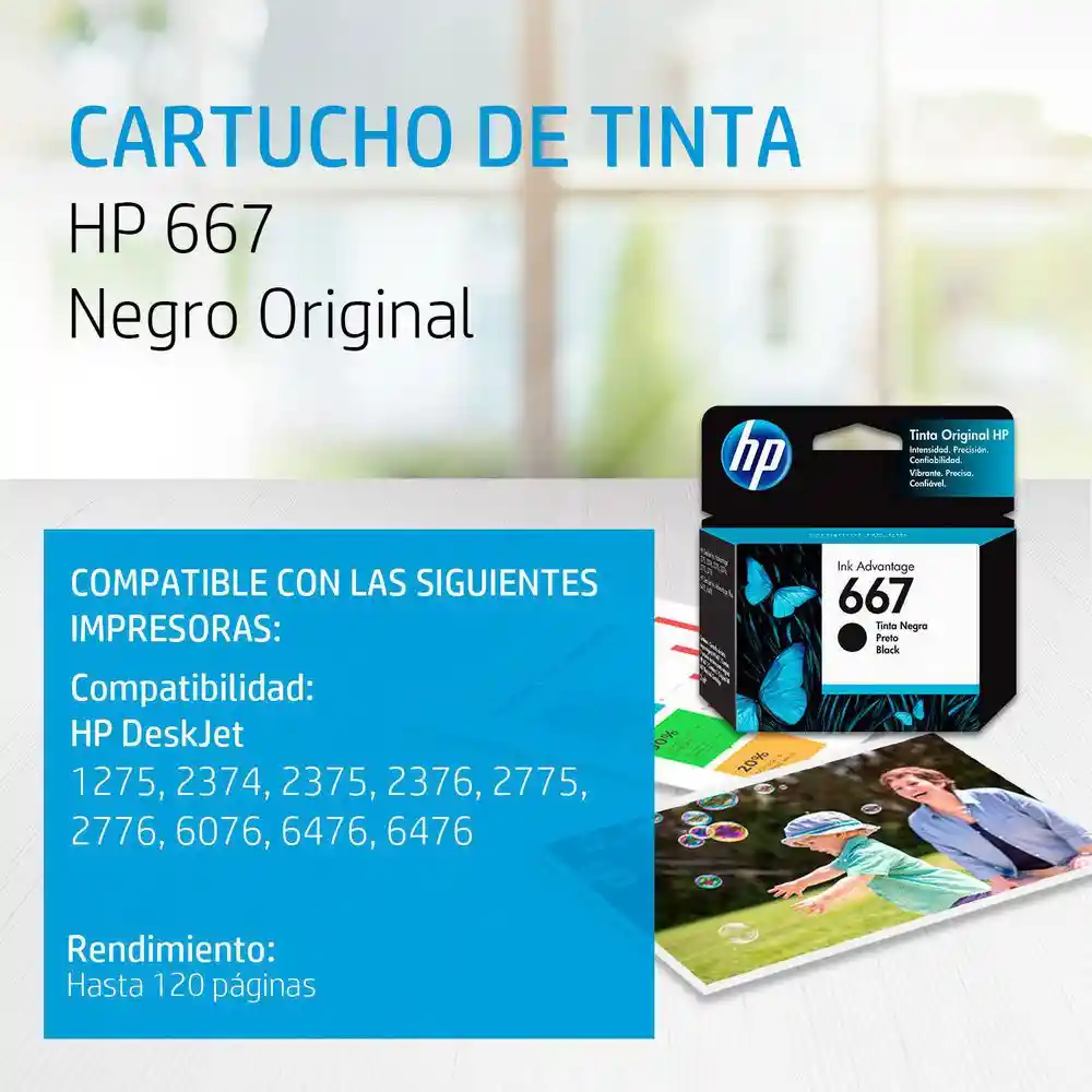 Hp Cartucho de Tinta 667 Negra