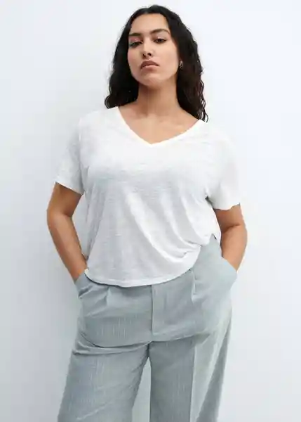 Camiseta Linito Blanco Talla 24 Mujer Mango