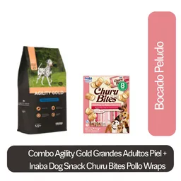 Combo Agility Gold Grande Adulto Piel + Churu Bites Pollo Salmón