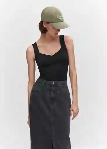 Top Rayo Negro Talla M Mujer Mango