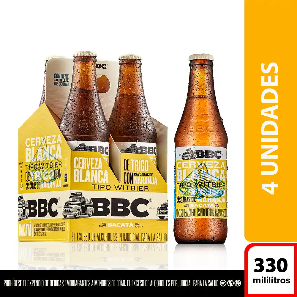 Bbc Pack Cerveza Bacatá Blanca 330 mL x 4 Und