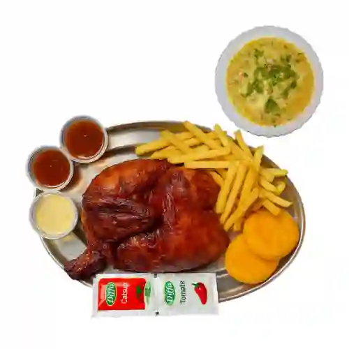 Medio Pollo Asado con Francesa.