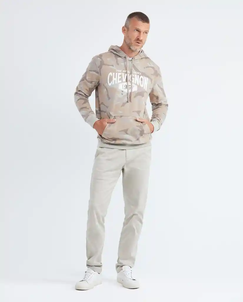 Camouflage Hoodie Crudo Plata Claro Talla M Hombre Chevignon