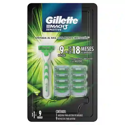 Gillette Máquina Para Afeitar Mach 3 Sensitive Con Repuestos