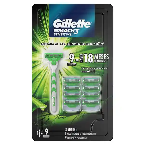 Gillette Máquina Para Afeitar Mach 3 Sensitive Con Repuestos