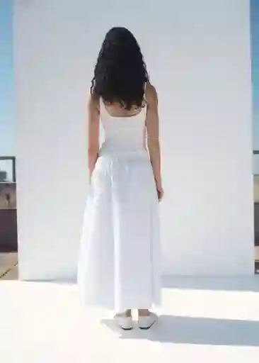 Falda Blanca Blanco Talla 38 Mujer Mango
