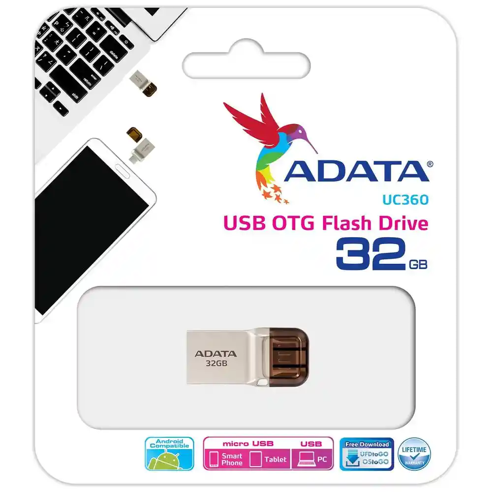 Adata Memoria Microduo Uc360 32Gb Usb 3.1 Y Microusb Gris