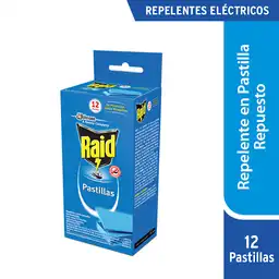 Raid repelente en pastilla para insectos voladores 12 repuestos, 13 gr