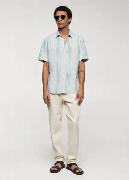 Camisa Samui-H Verde Talla L Hombre Mango