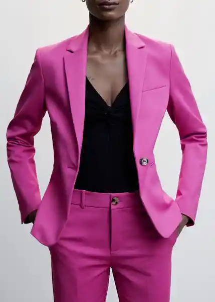 Blazer Americana Macaroni Morado Talla 40 Mujer Mango