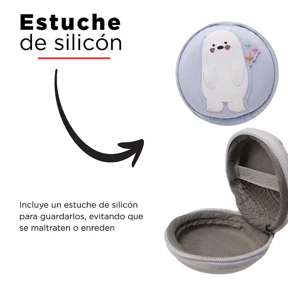 Miniso Audífonos Con Estuche Osos Escandalosos Azul