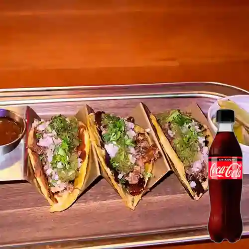 Combo Tacos Mexicanos X 3 +Cocacola S/az 350ml