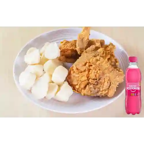 2 Presas Pollo Broaster + Postobón Manzana 250ml