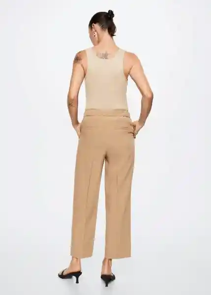 Pantalón Dorado Camel Talla M Mujer Mango