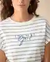 Camiseta Azul Lana Claro Talla L 401G010 Espirit