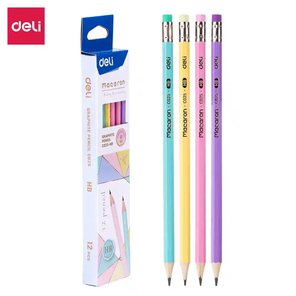 Lapiz Grafito Hbx12 Macarron Color Pastel Deli