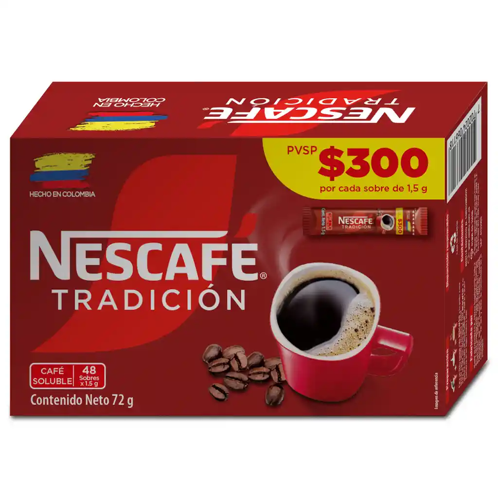Café instantáneo NESCAFÉ Tradición 48 sobres x 72g