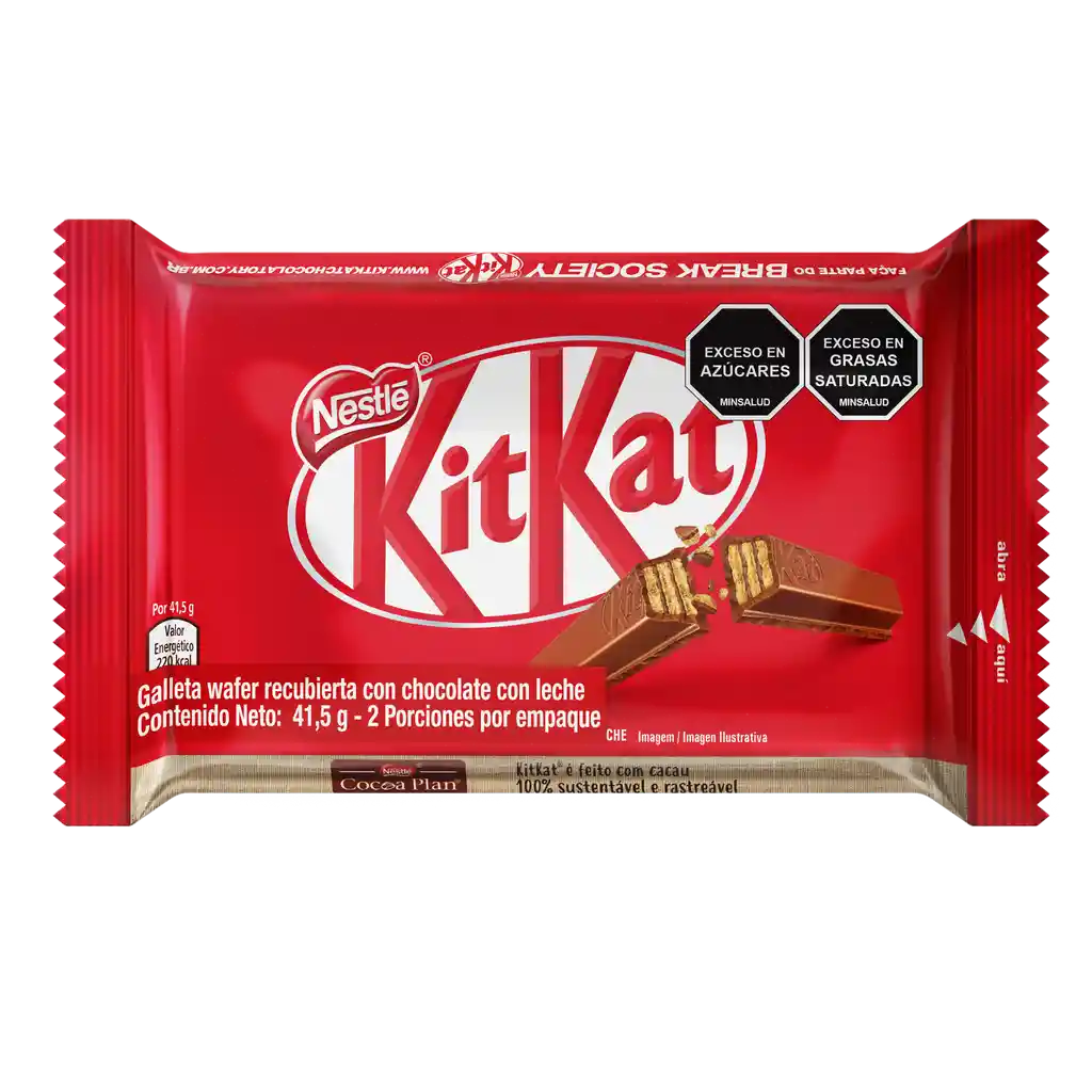 Galletas KITKAT recubiertas con chocolate con leche x 41,5g