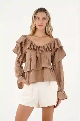 Camisa Lisa Café Talla 02 M