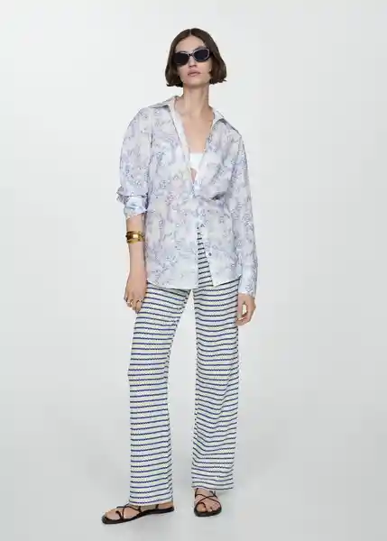 Camisa Rita Off White Talla M Mujer Mango