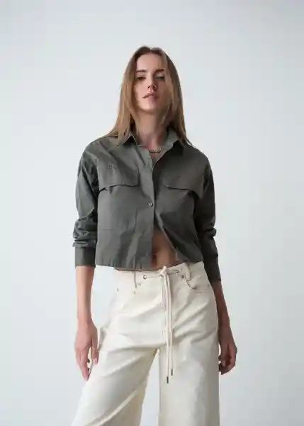 Camisa Amaranta Mujer Gris Cable Talla L 419g319 Naf Naf