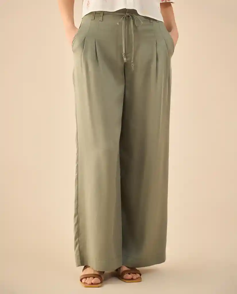 Pantalón Verde Velado Medio Talla 12 632G000 Esprit