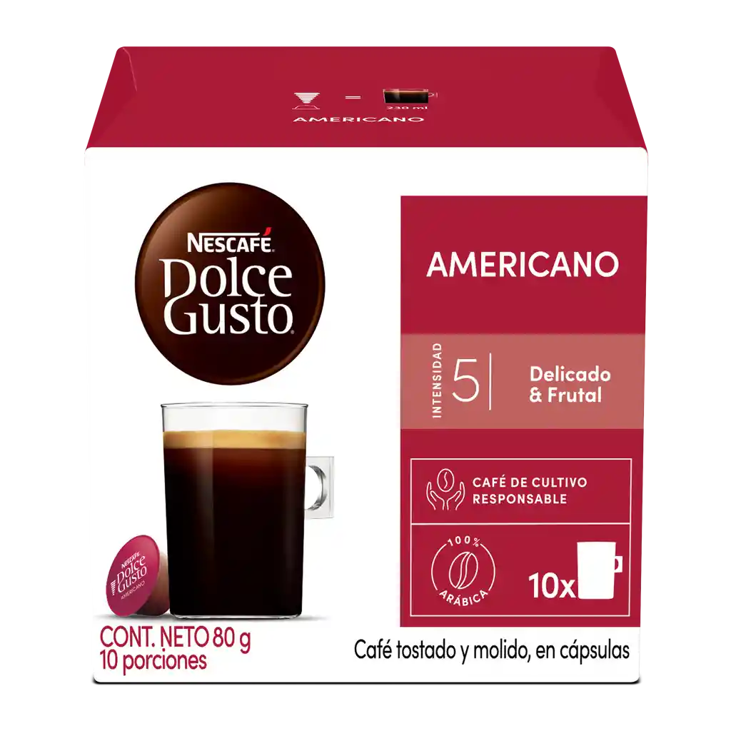 Cápsulas de Café NESCAFÉ DOLCE GUSTO Americano x 80g