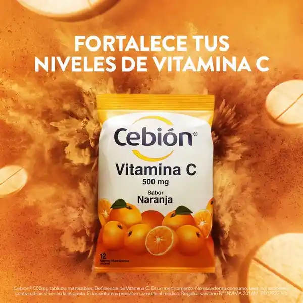 Cebion Vitamina C en Tabletas Masticables Sabor a Naranja