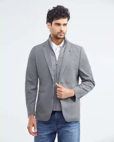 Blazer Quilted Piece Gris Estaño Medio Talla M Hombre Chevignon