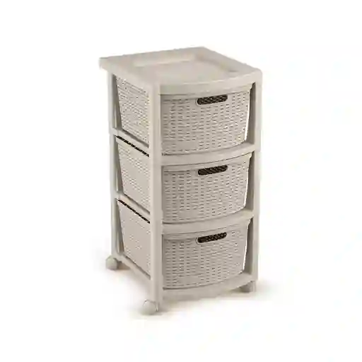 Rimax Cajonero Rattan 3 Gavetas Beige