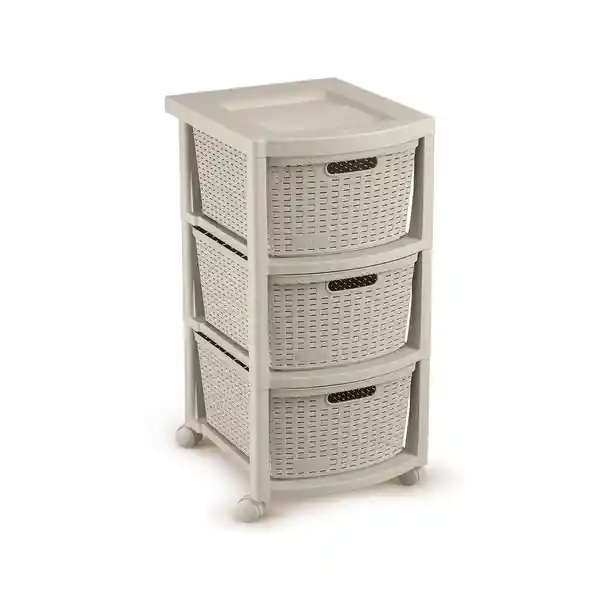 Rimax Cajonero Rattan 3 Gavetas Beige