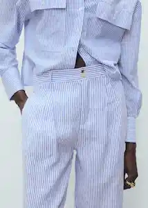 Pantalón Maneli Azul Talla 38 Mujer Mango