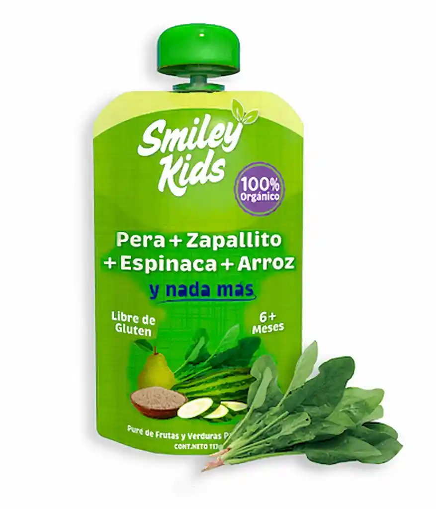 Smiley Kids Puré Pera Zapallito Espinaca y Arroz