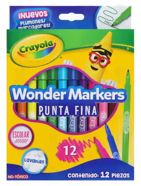 Crayola Plumón Wonder Markers Lavables Punta Fina